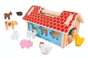wooden shape sorter farm animals